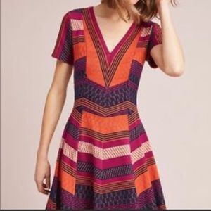 NWT Anthropologie HD in Paris Orange striped stretch knit dress size XL